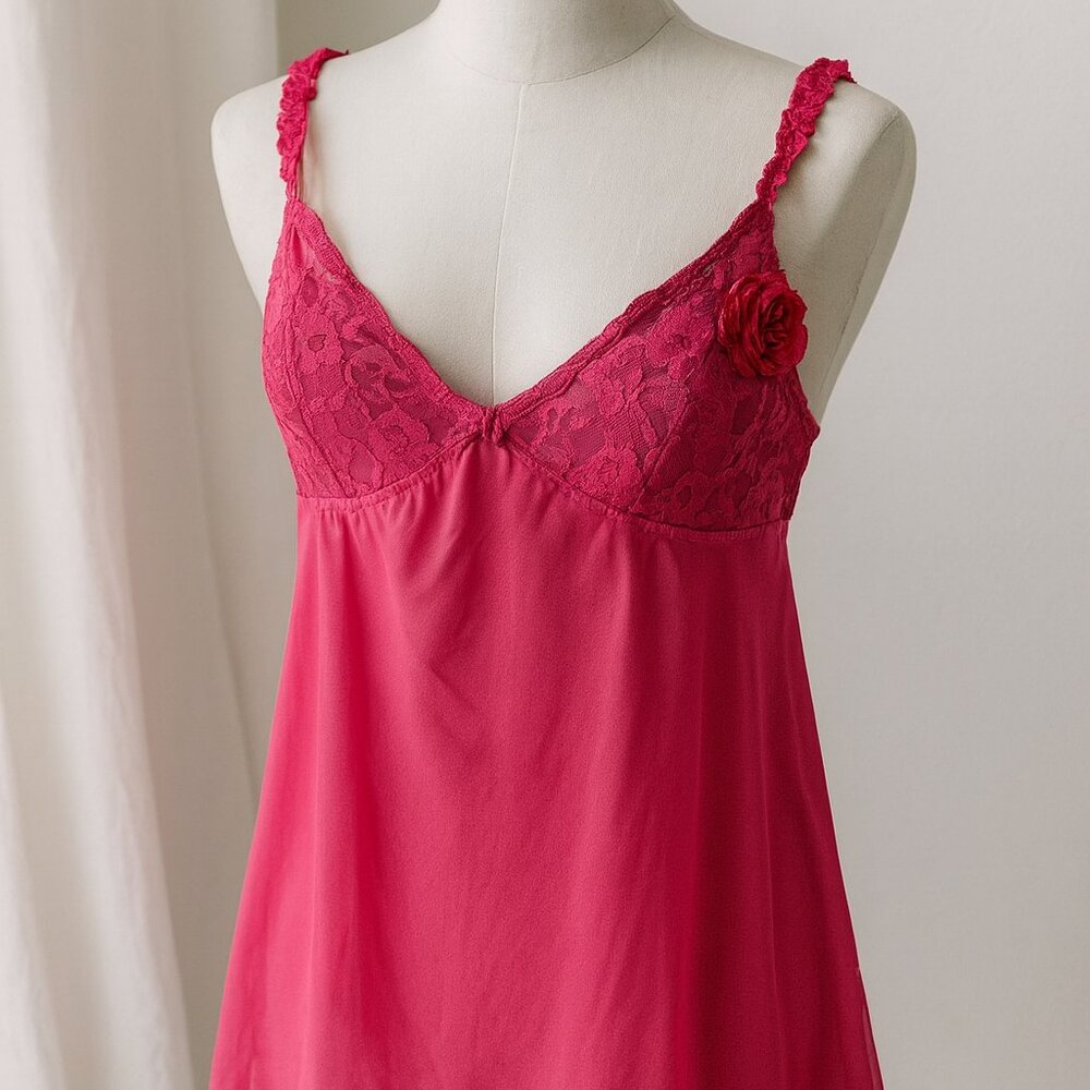 Cacique Size 14/16 90s Y2K Fairycore Hott Pink Camisole Babydoll Style